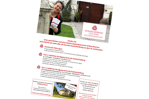 Download Flyer Schloss Rosenau Erleben - Führungen durch die barocke Gutshofsiedlung von Schloss Rosenau, Ausflugsziel Waldviertel PDF